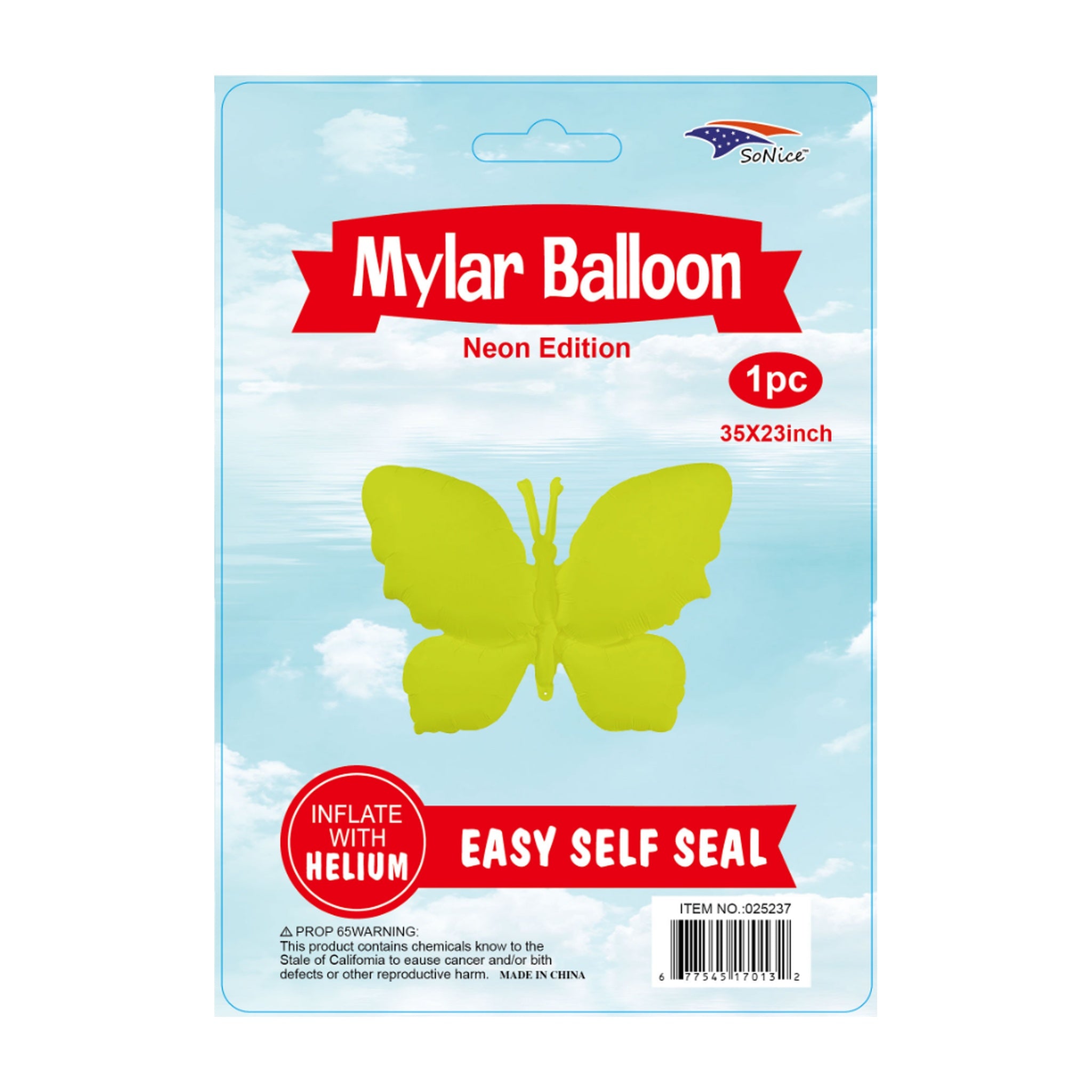 35" Balloon Butterfly Neon Yellow